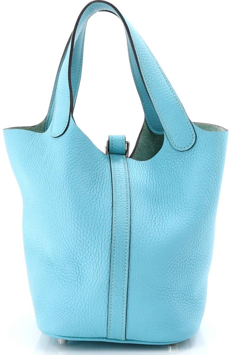 Pre-Owned Hermes Picotin Lock Bag Clemence PM, Alternate, color, Bleu Atoll