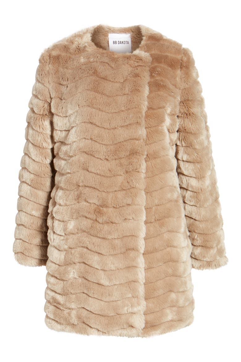 BB Dakota McCoy Faux Fur Coat, Alternate, color, CAMEL