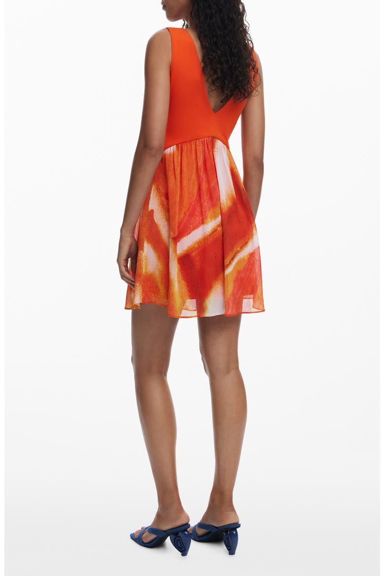 Sleeveless Floral Minidress, Alternate, color, ORANGE