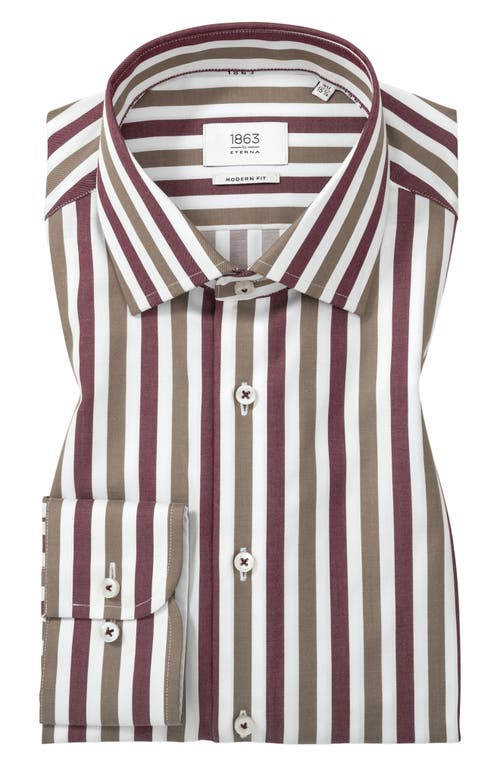 1863 By Eterna Modern Fit Stripe Non-iron Cotton Twill Dress Shirt In Multi