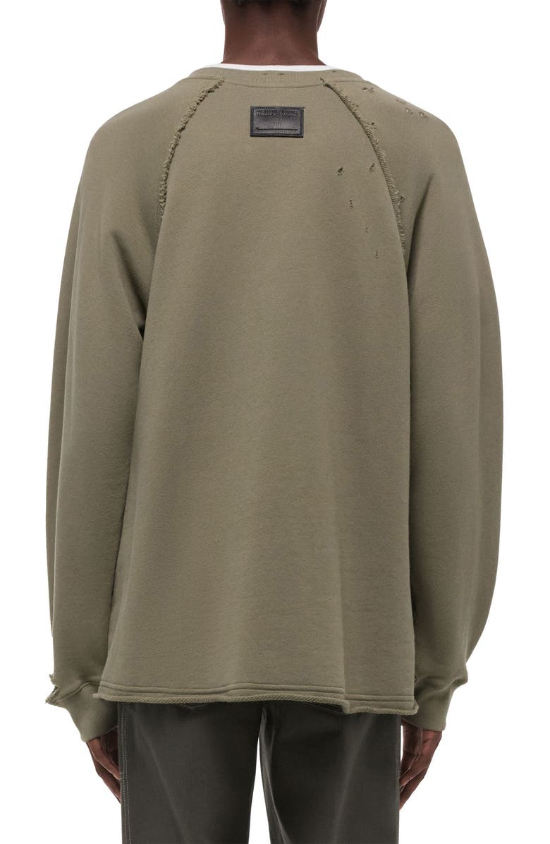 Helmut Lang Distressed Crewneck Sweatshirt, Alternate, color, Sage Dust