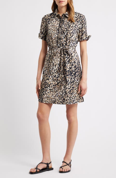 Aubrey Spot Tie Waist Shirtdress