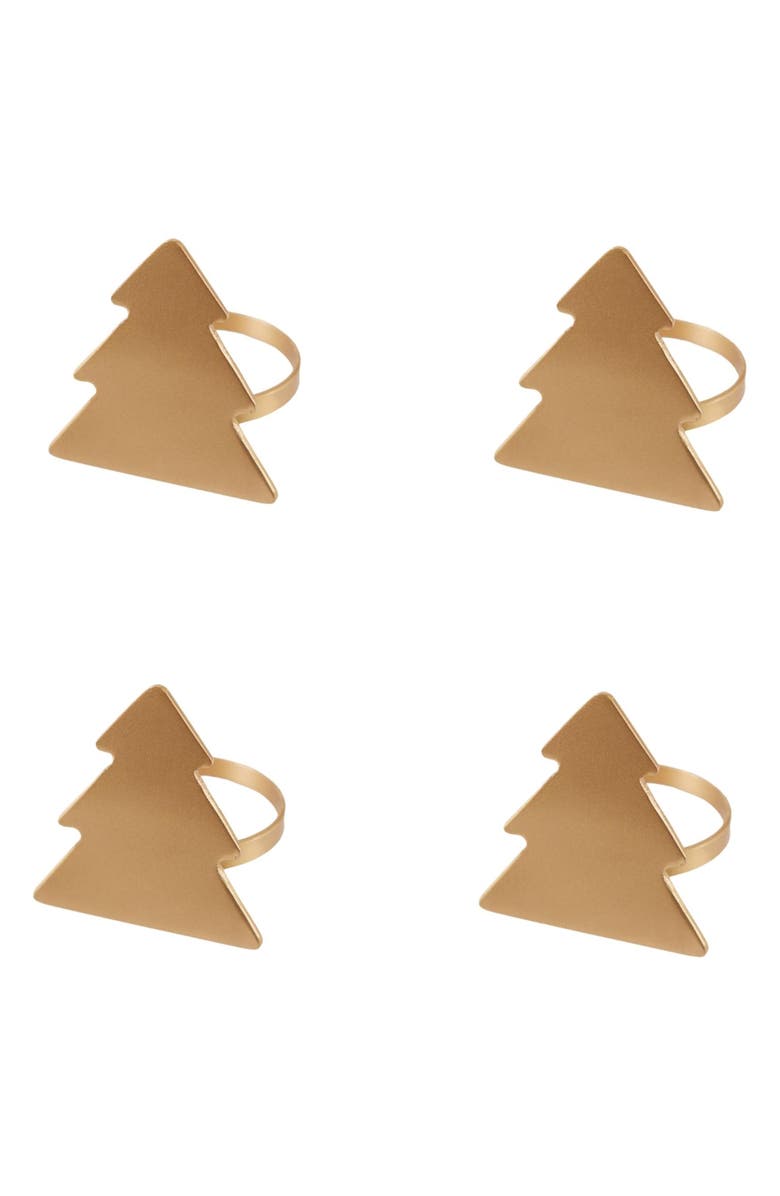 Design Imports Tree Set of 4 Napkin Rings, Main, color, Gold Tree