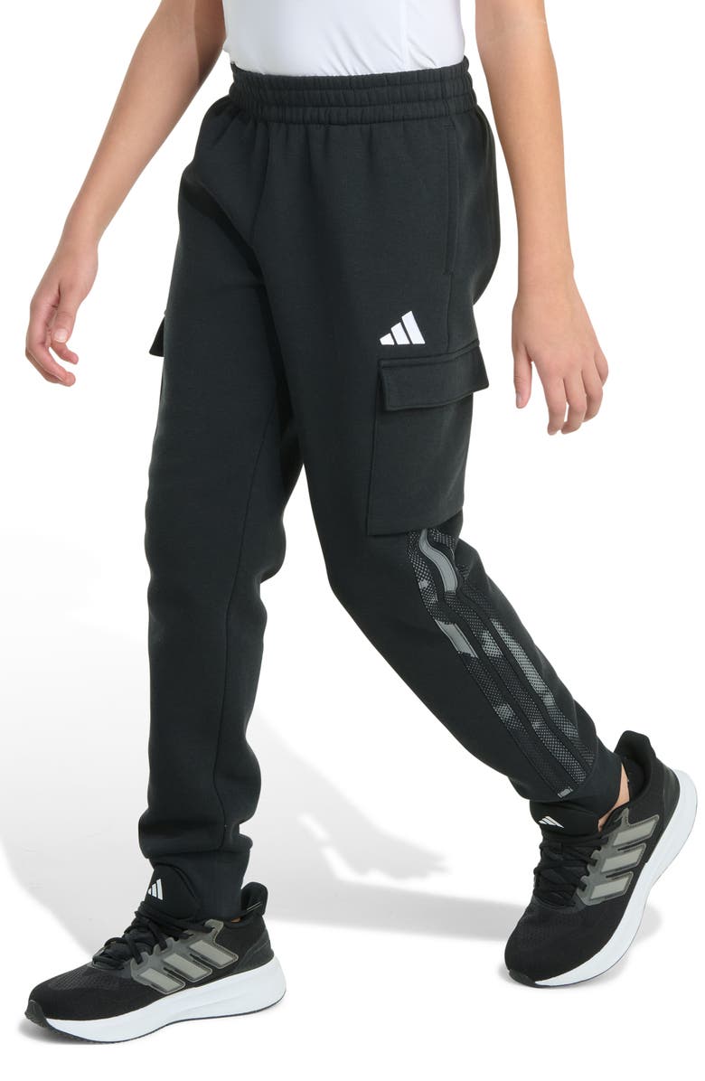 adidas Kids' 3-Stripes Camo Halftone Fleece Cargo Pants, Alternate, color, 