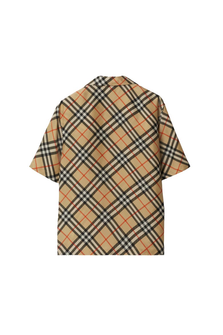 Oversized Check Silk Shirt, Alternate, color, Sand beige