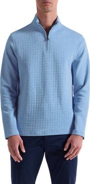 Bugatchi Waffle Quarter Zip Cotton Blend Pullover