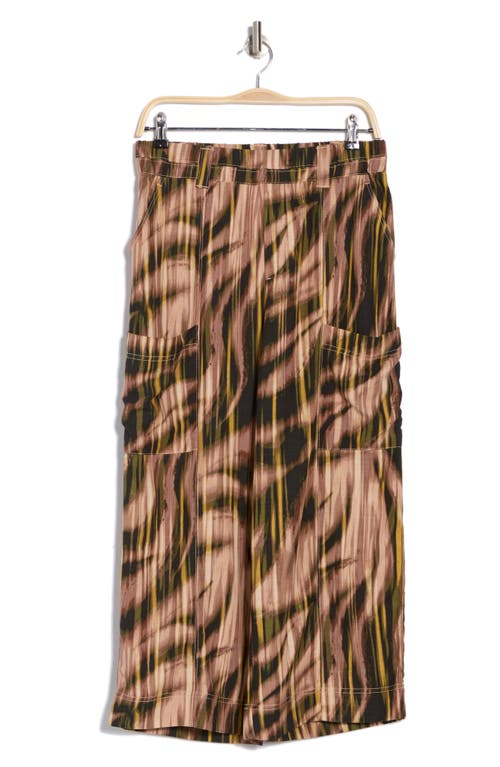 Democracy Crop Wide Leg Pants In Mauve/forest Multi