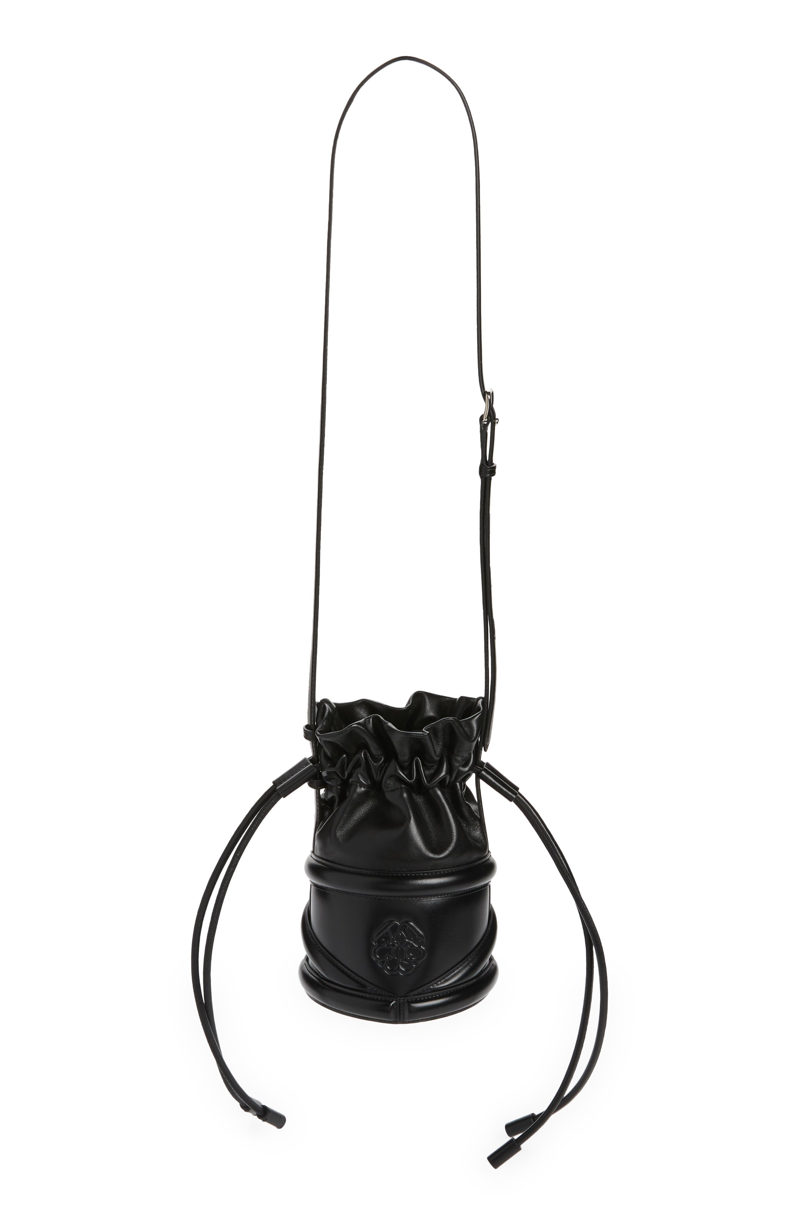 McQueen Alexander McQueen The Soft Curve Drawstring Leather Crossbody Bag, Alternate, color, 