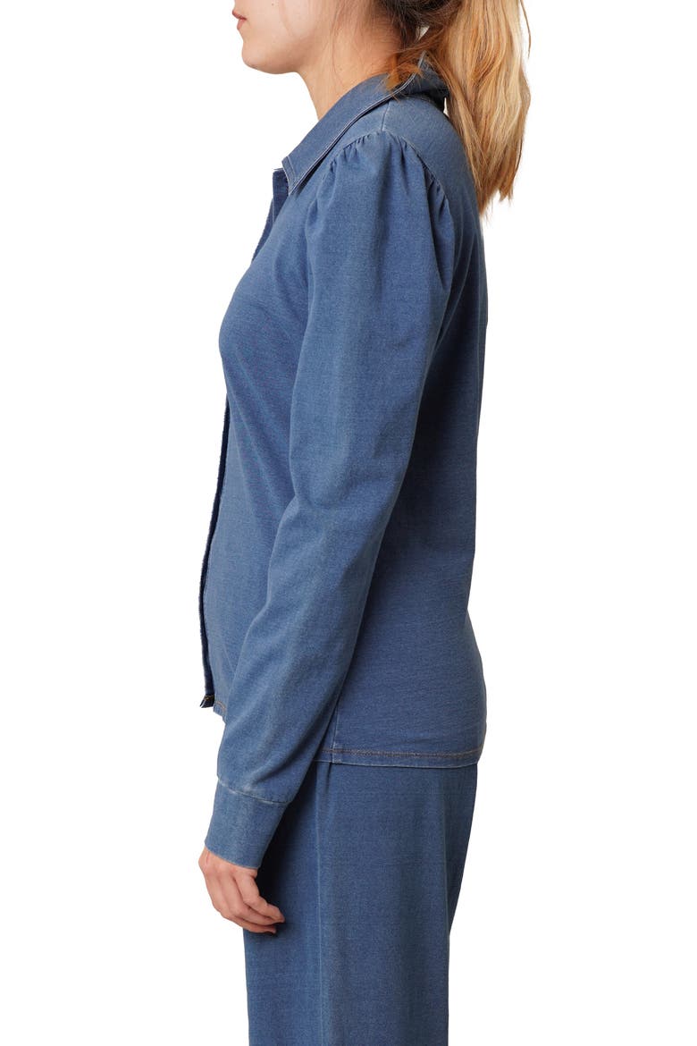 Puff Long Sleeve Button-Up Top, Alternate, color, MEDIUM WASH