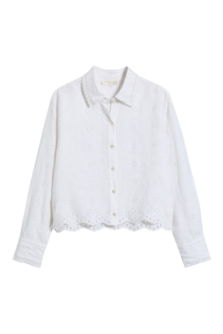 Delano Eyelet Linen Shirt, Alternate, color, OPTIC WHITE
