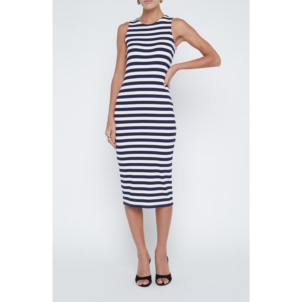 L Agence Nura Sleeveless Midi Dress In Navy/white Stripe