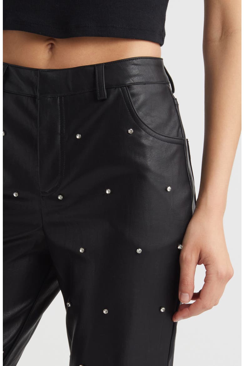 Hotfix Low Rise Faux Leather Pants, Alternate, color, BLACK
