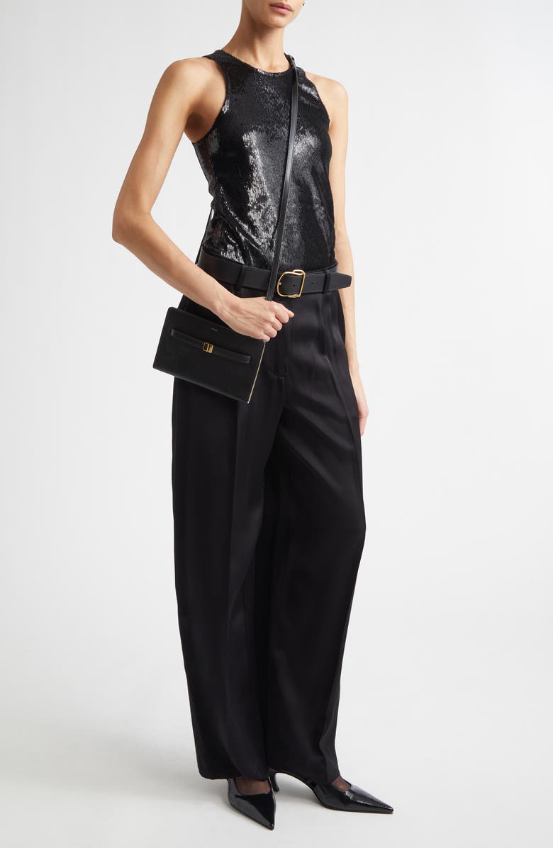 TOTEME Curved Sequin Tank, Alternate, color, Black