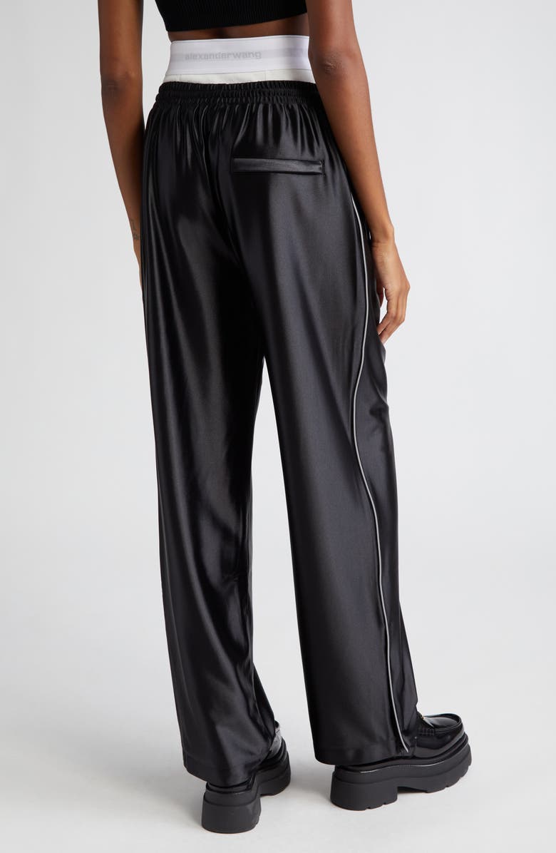 Alexander Wang Logo Elastic Waist Integrated Briefs Satin Track Pants, Alternate, color,