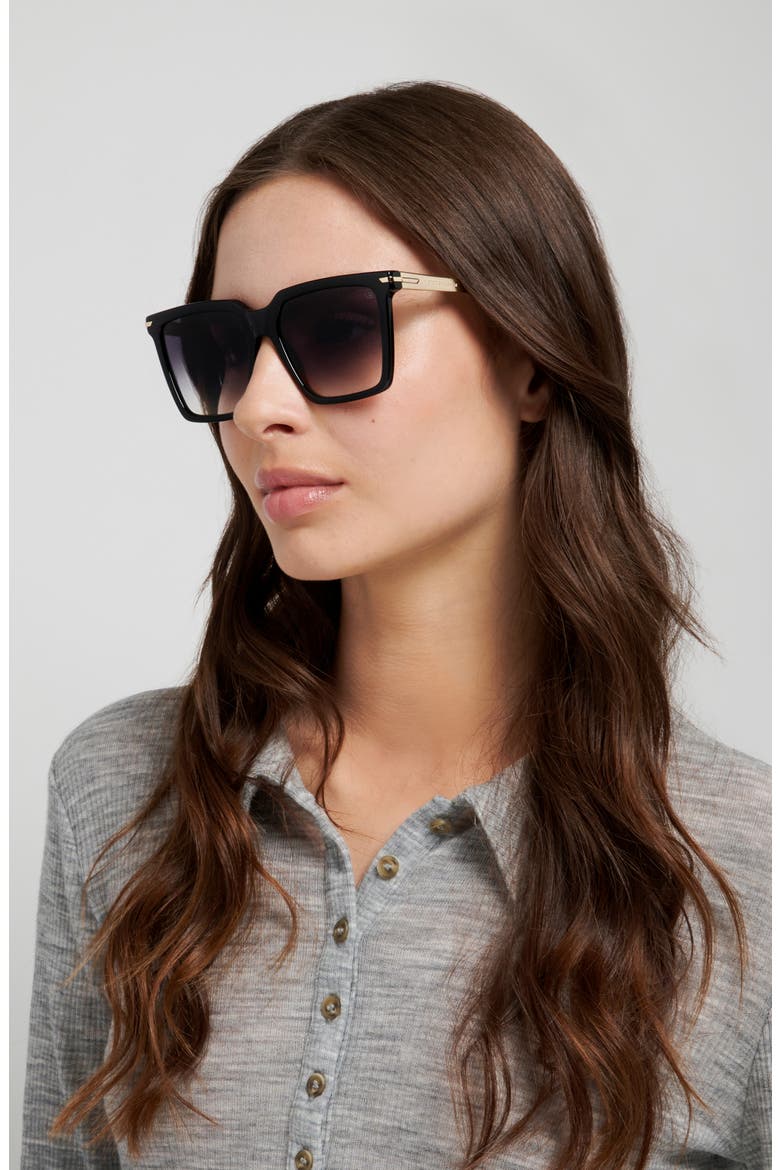 VB 1022/S 56mm Rectangular Sunglasses, Alternate, color, BLACK/ DARK GREY SF