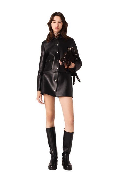 Cropped leather jacket