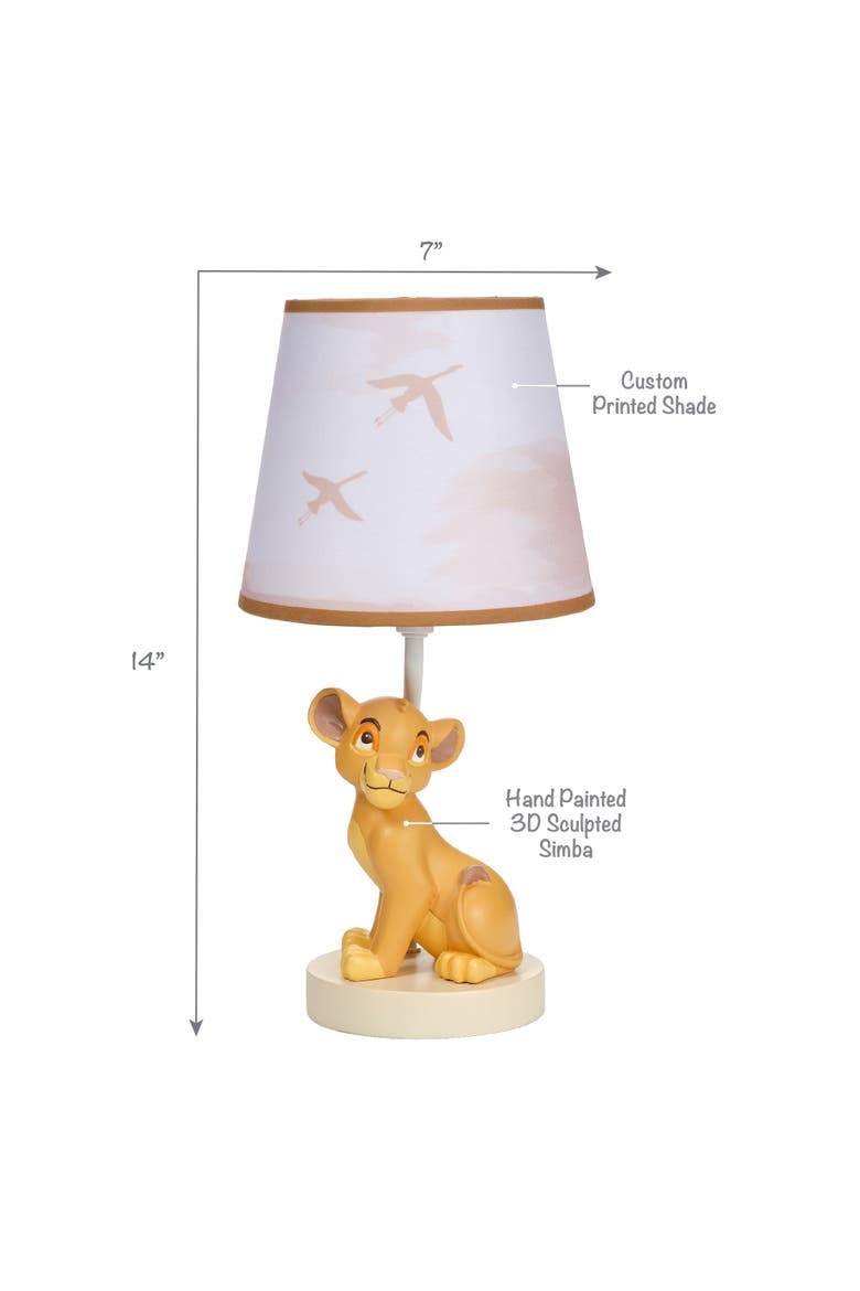 Disney Baby Lion King Safari Custom Hand-Painted Lamp with Shade, Alternate, color, Brown
