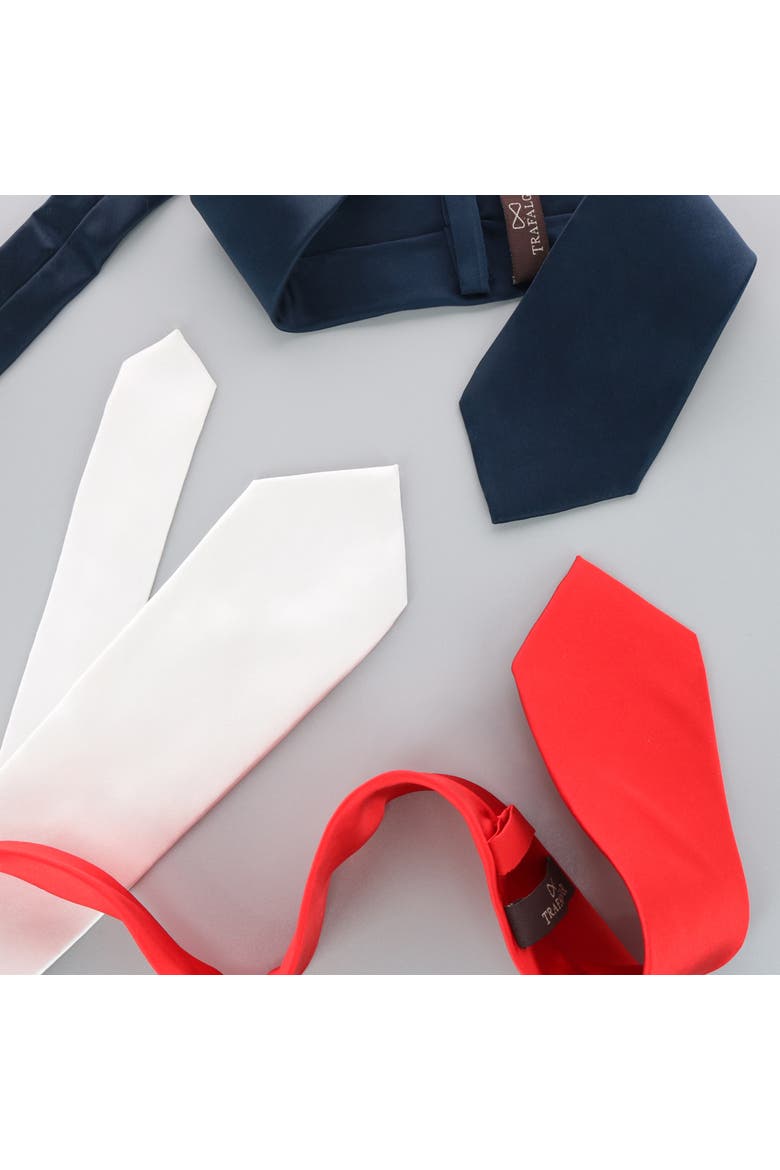 Sutton Solid Color Silk Necktie, Alternate, color, Red