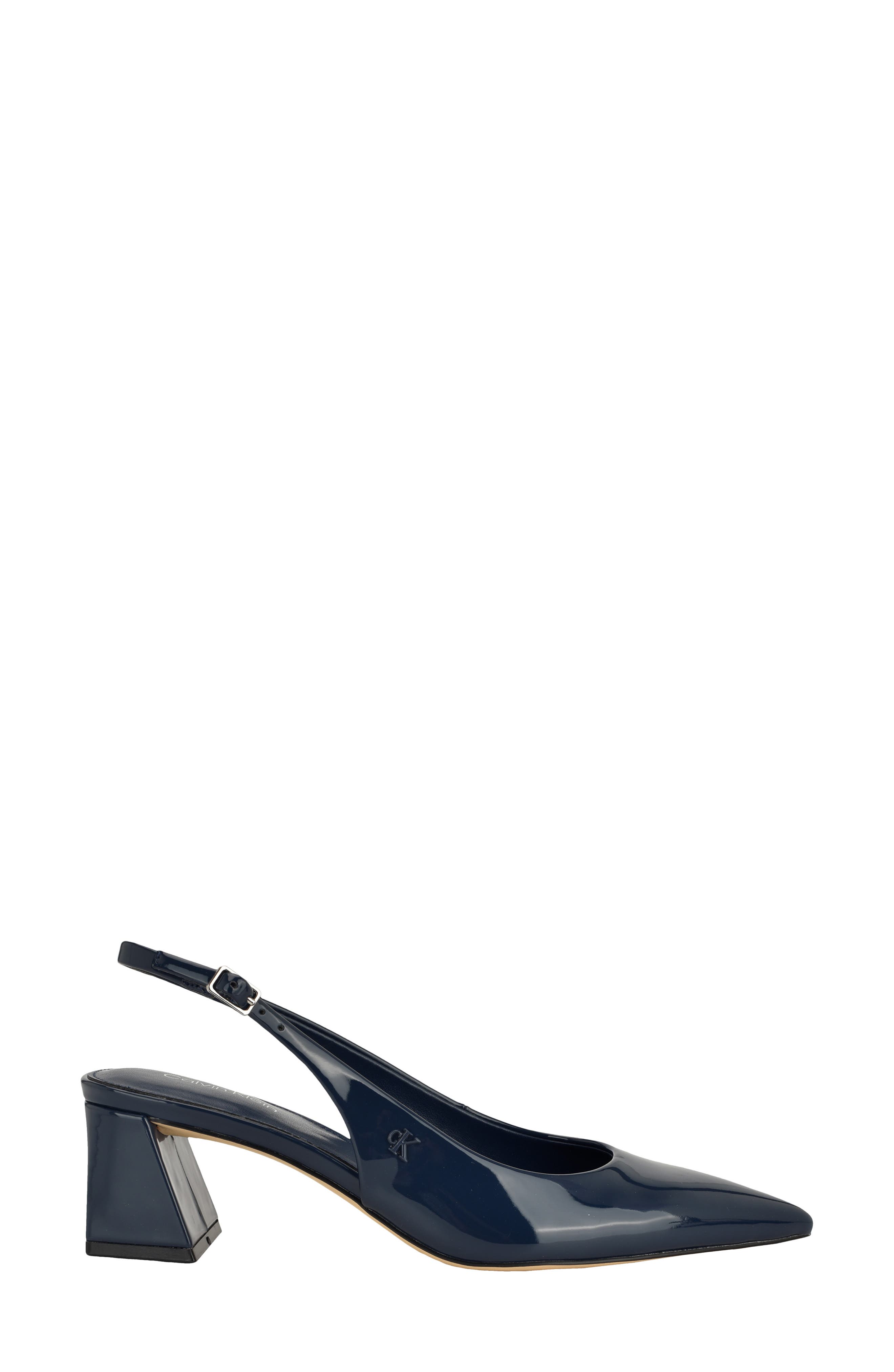 Sarra Slingback Pointed Toe Pump, Alternate, color, NAVY PATENT