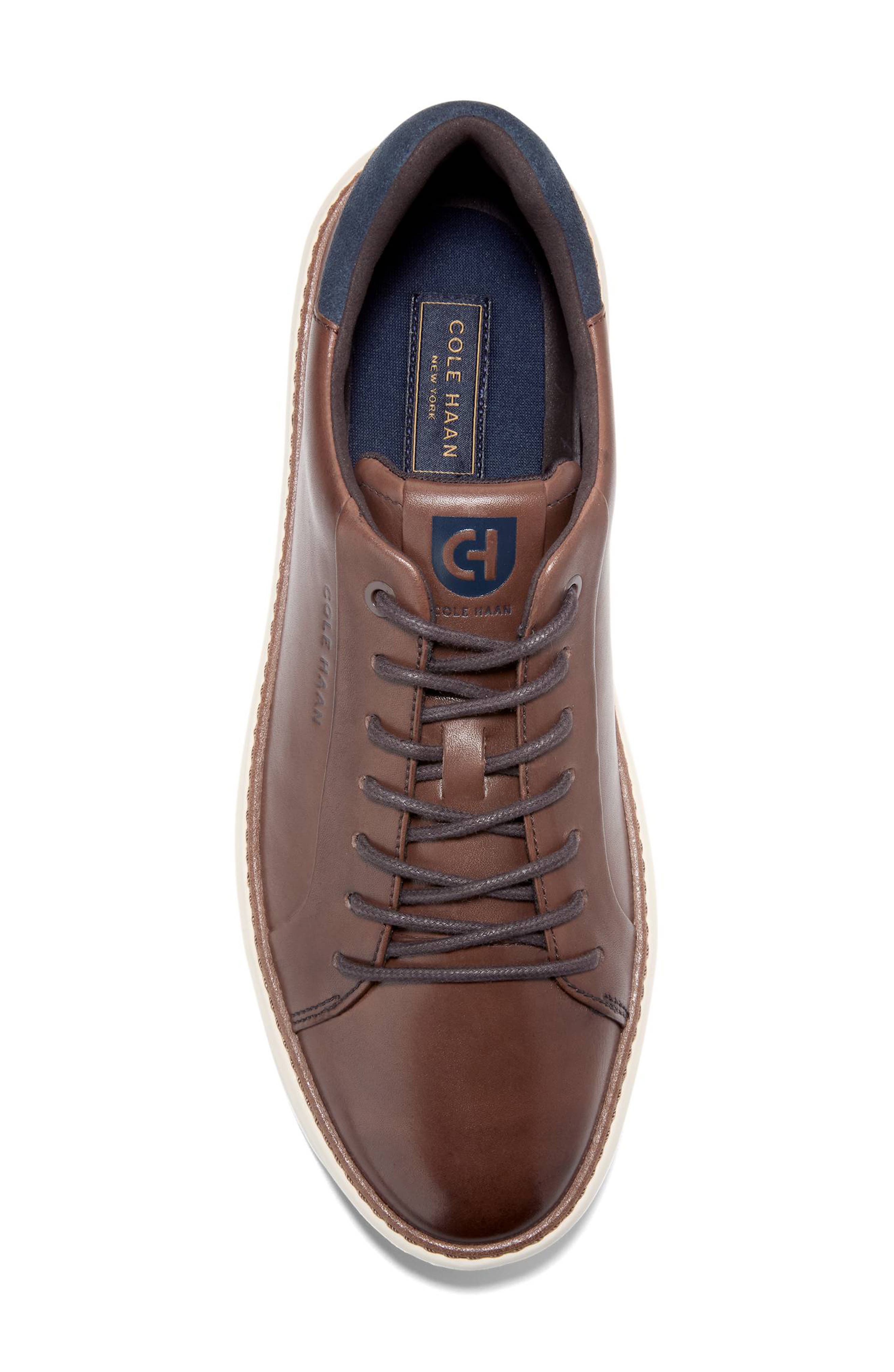 GrandPro Topspin Leather Sneaker, Alternate, color, CHESTNUT/ NAVY BLAZER
