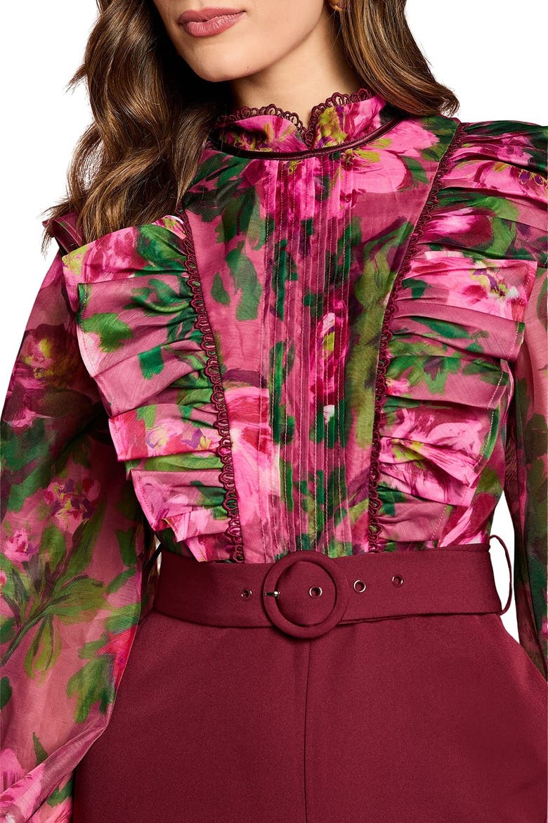 Organza Blouse Jumpsuit, Alternate, color, Plum