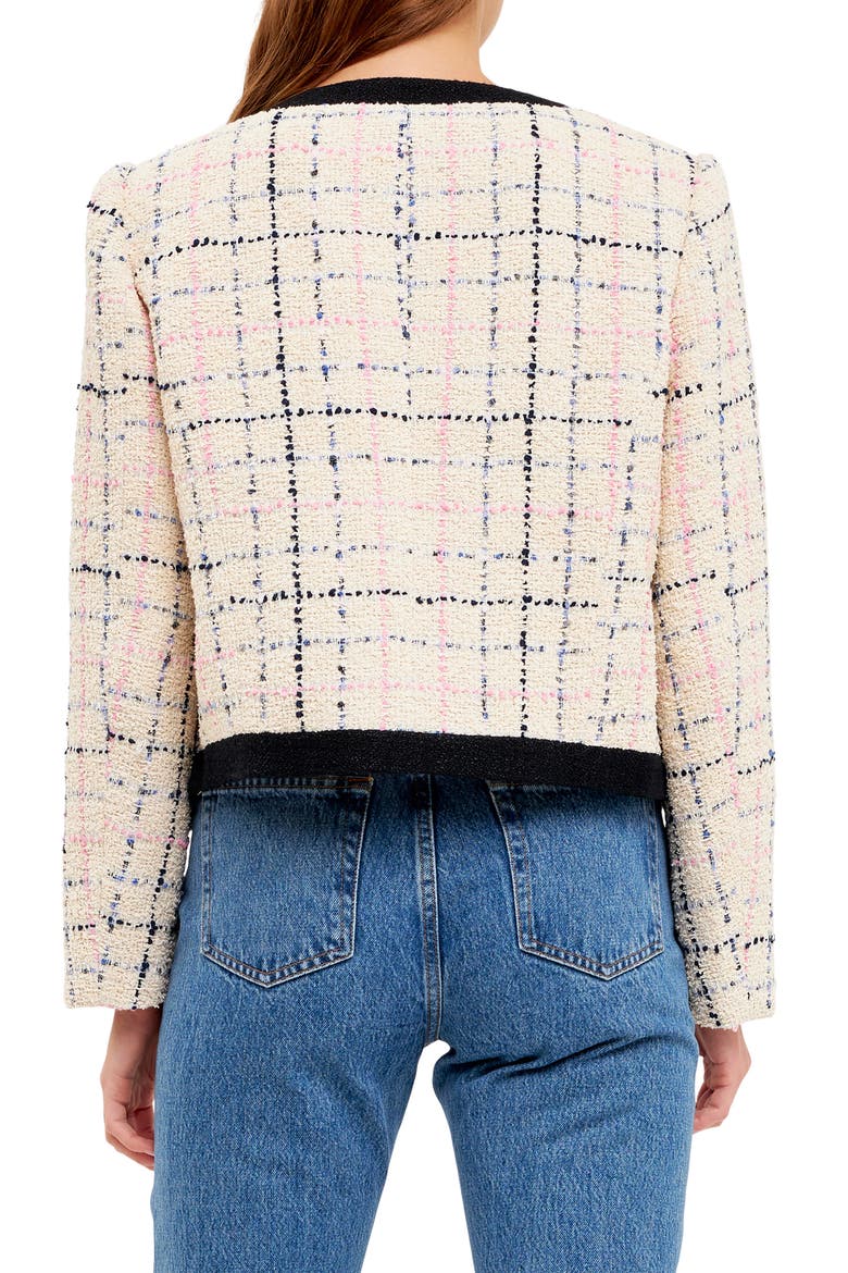 Plaid Bouclé Jacket, Alternate, color, CREAM MULTI