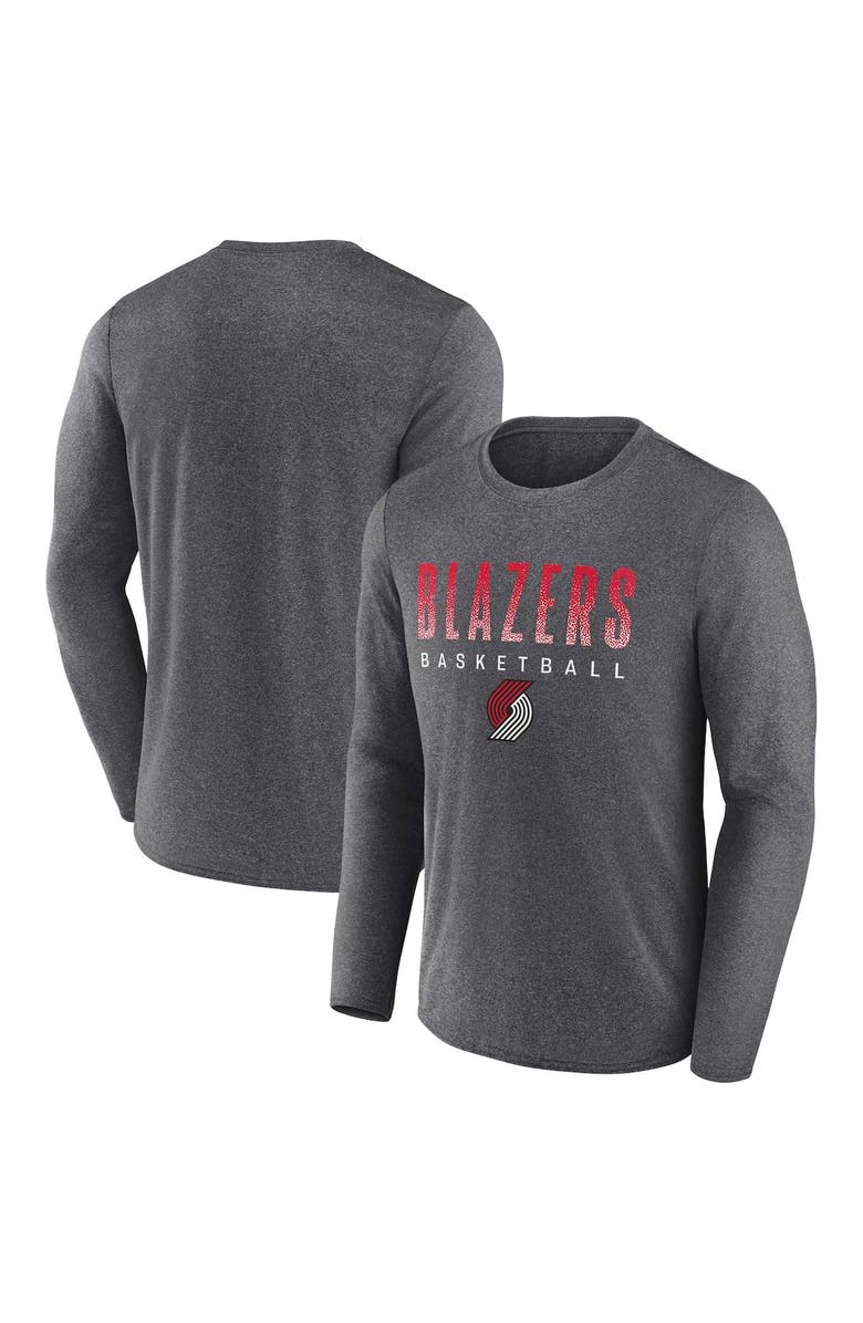 FANATICS Men's Fanatics Branded Heathered Charcoal Portland Trail Blazers Where Legends Play Iconic Practice Long Sleeve T-Shirt, Main, color, Heather Charcoal