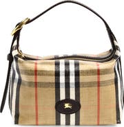 Burberry Highlands Check Coated Canvas Top Handle Bag
