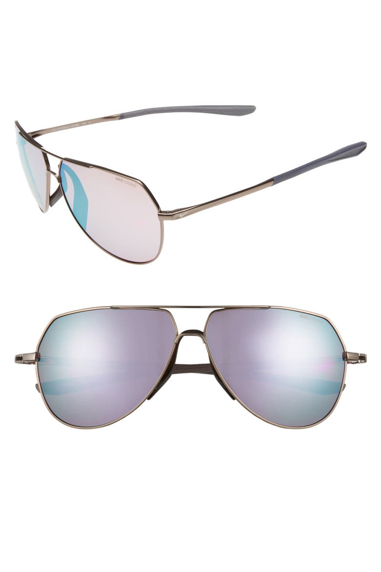 Outrider E 62mm Oversize Aviator Sunglasses, Main, color, PEWTER/ GOLF MILKY BLUE