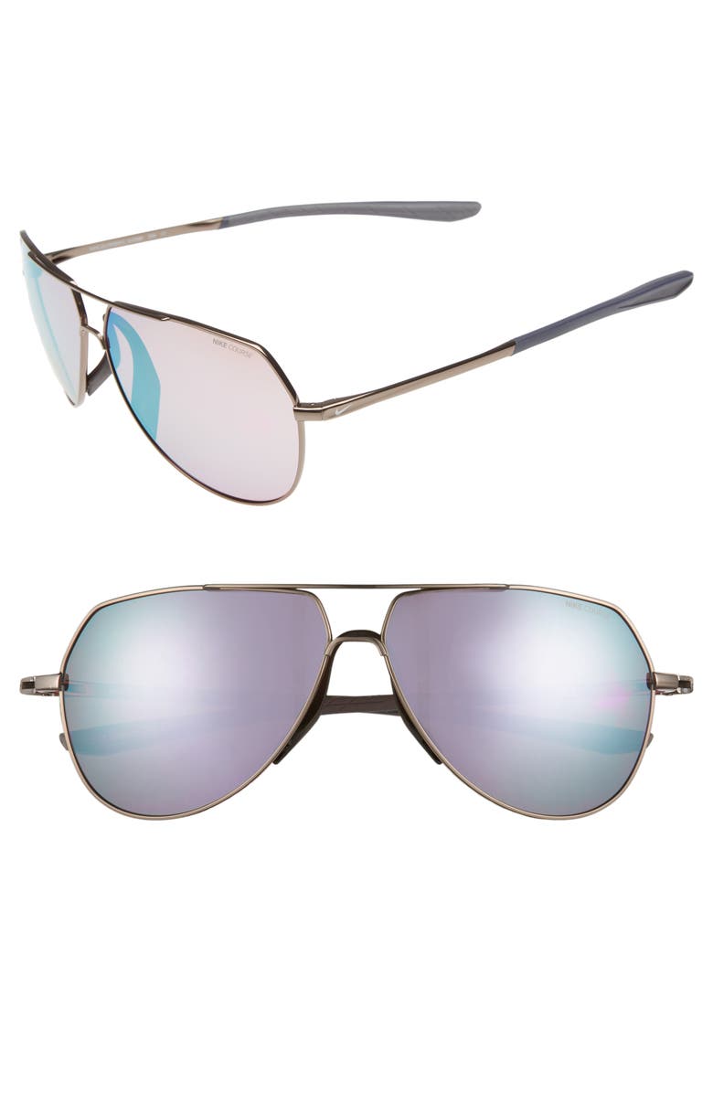 Nike Outrider E 62mm Oversize Aviator Sunglasses, Main, color, 