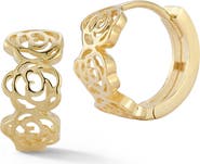 Ember Fine Jewelry <p>14K Gold Rose Huggie Hoop Earrings</p>