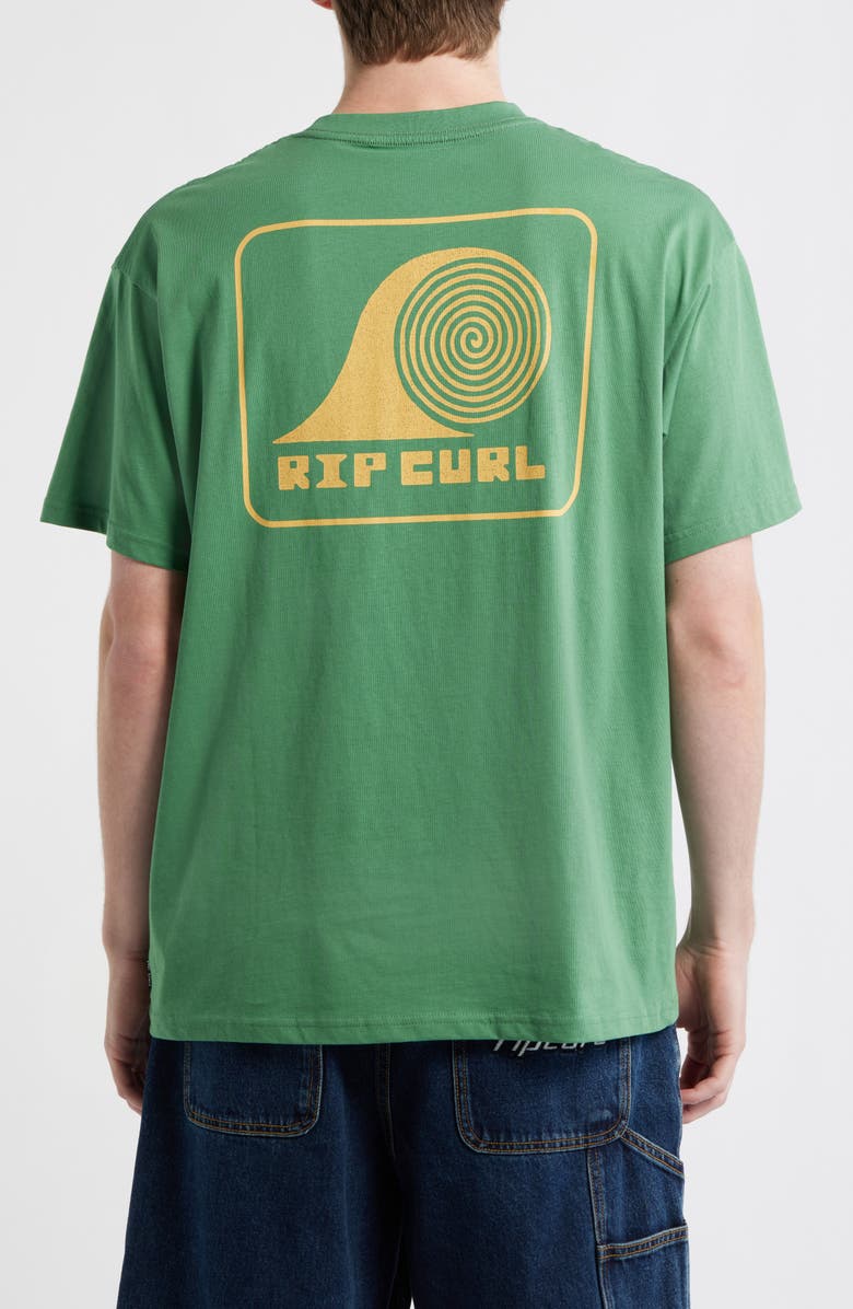 Rip Curl Rolling Wave Cotton Jersey Graphic T-Shirt, Alternate, color, Leaf Green