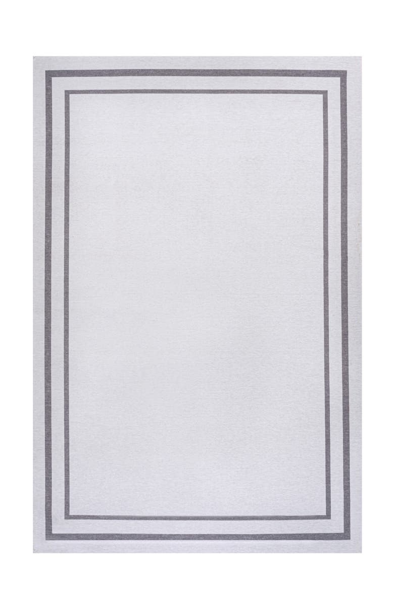 JONATHAN Y Sloane Classic 2-Stripe Border Washable Area Rug, Main, color, White/Gray