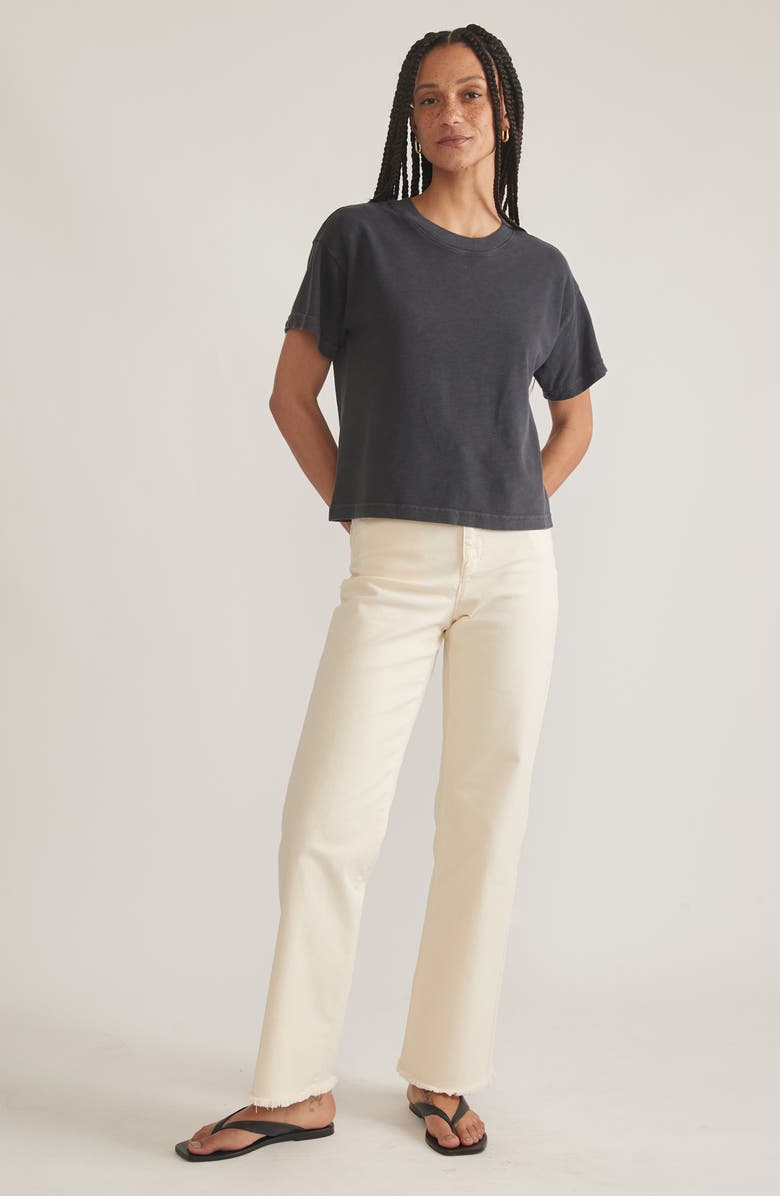 Marine Layer Slub Cotton Crop T-Shirt, Alternate, color, Soft Black