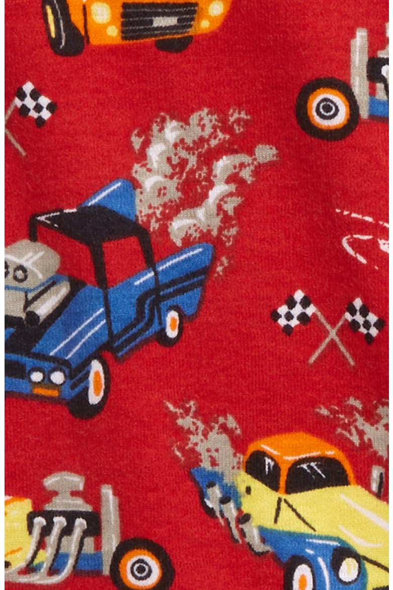 Hot Rods Organic Cotton Fitted Two-Piece Pajamas, Alternate, color, RED