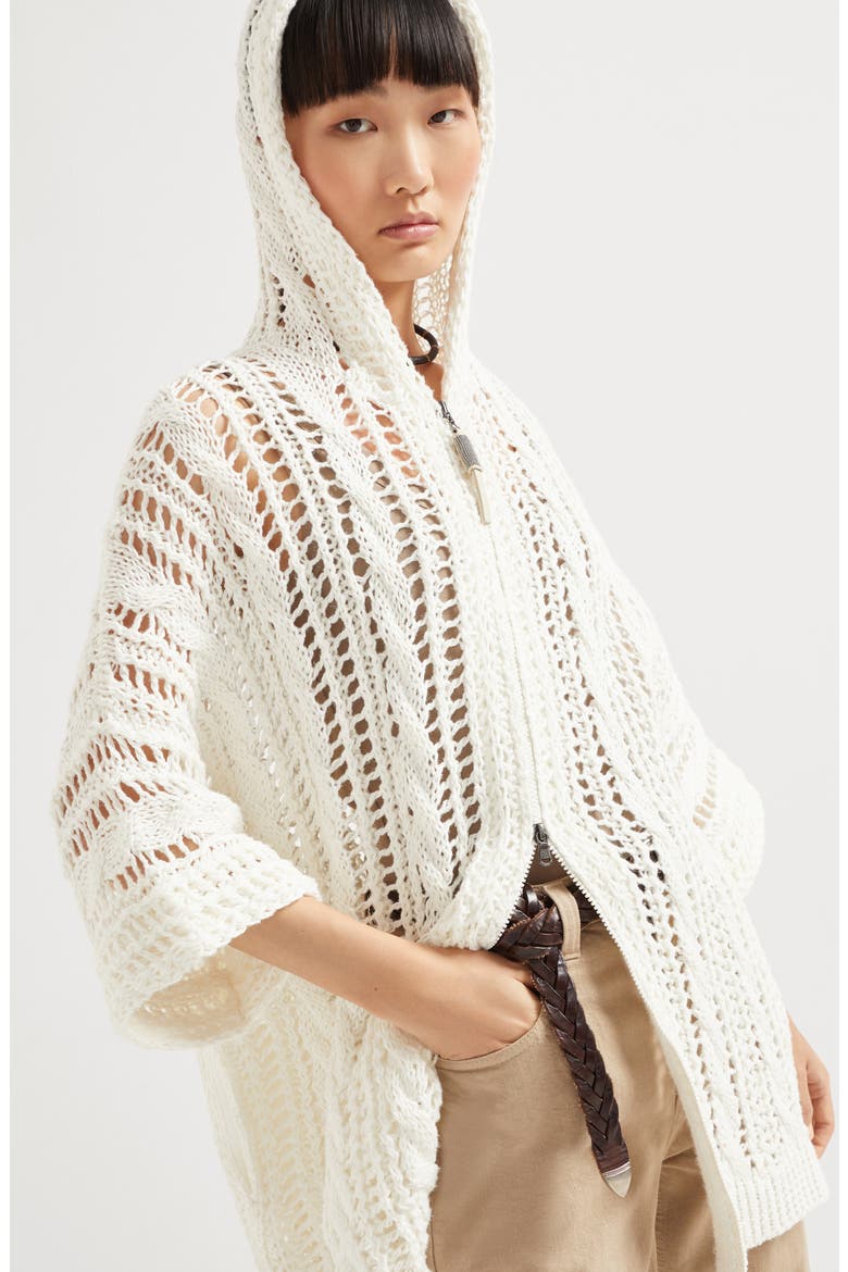 Cable & Mesh cardigan, Alternate, color, Panama