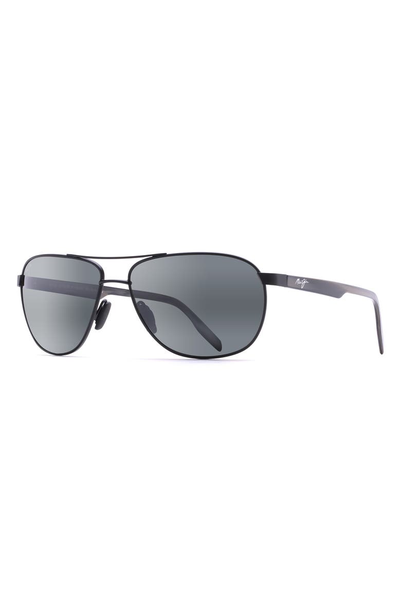 Maui Jim Castles PolarizedPlus<sup>®</sup>2 61mm Aviator Sunglasses, Alternate, color, Matte Black