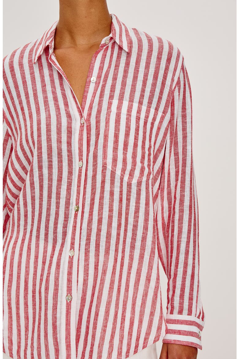 x Giadzy Giada Stripe Linen Blend Button-Up Shirt, Alternate, color, RAVELLO STRIPE