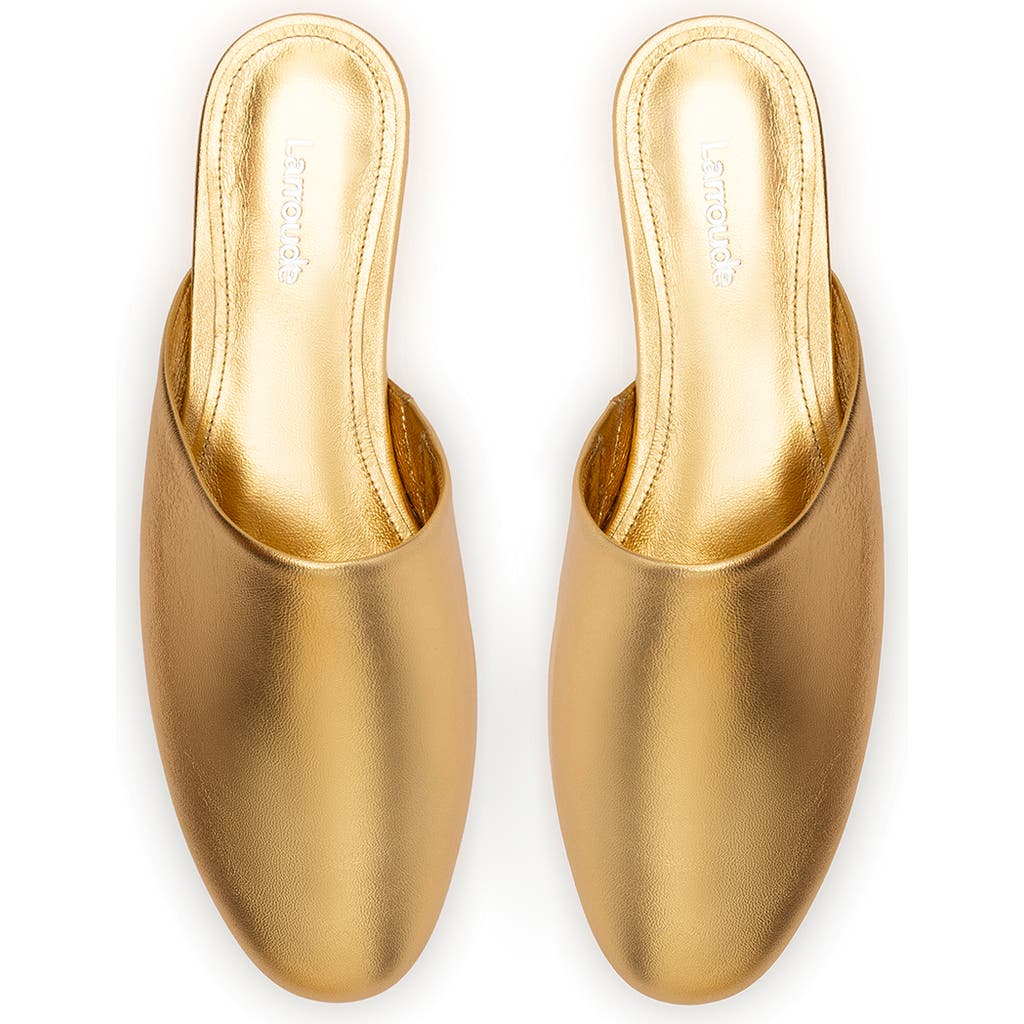 Larroude Venice Metallic Ballerina Mules In Gold