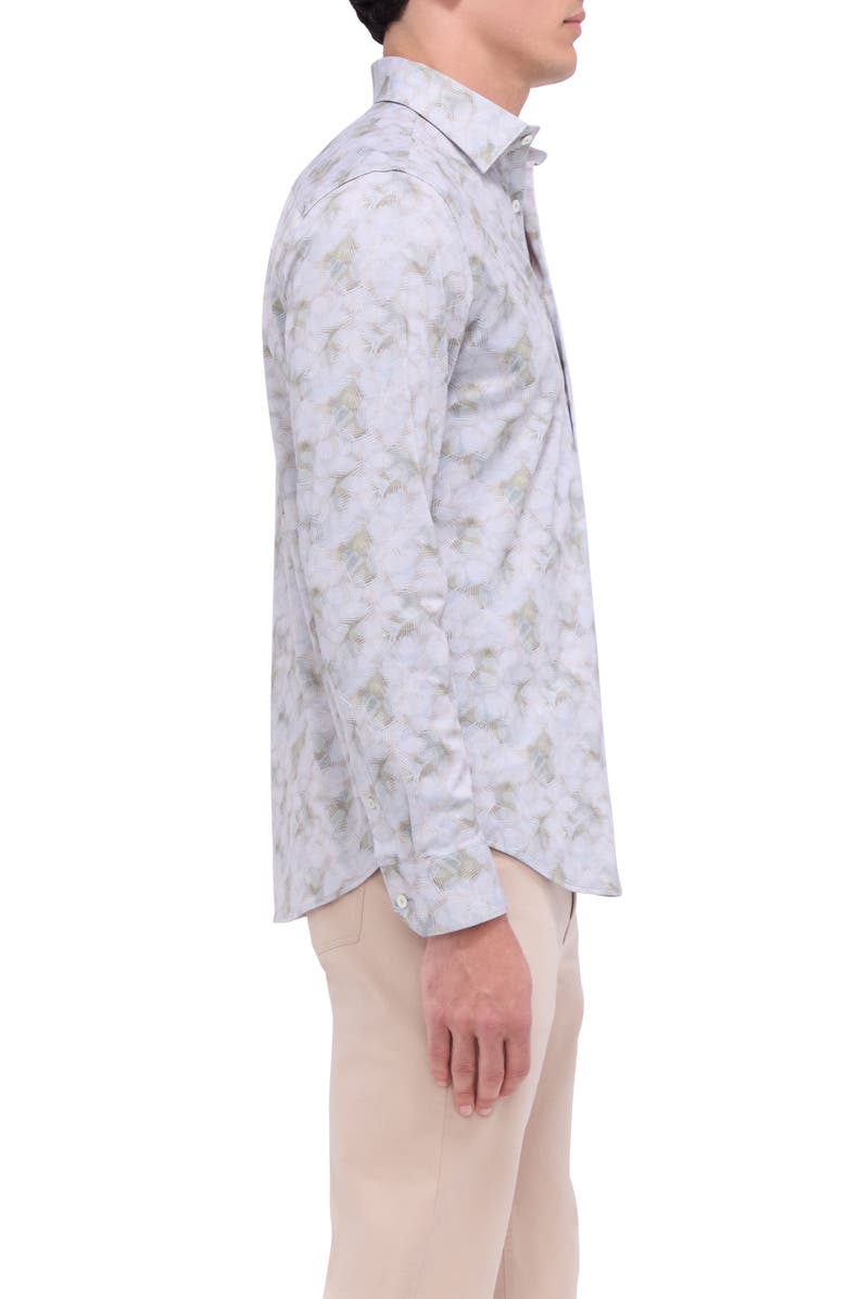 Bugatchi Jimmy OoohCotton<sup>®</sup> Leaf Print Button-Up Shirt, Alternate, color, 