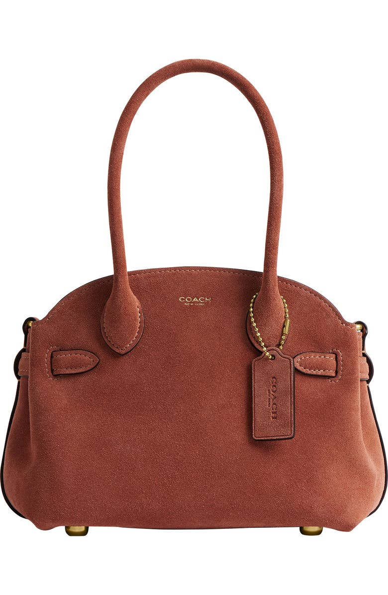 COACH Soft Empire 21 Suede Carryall Bag, Main, color, Clay