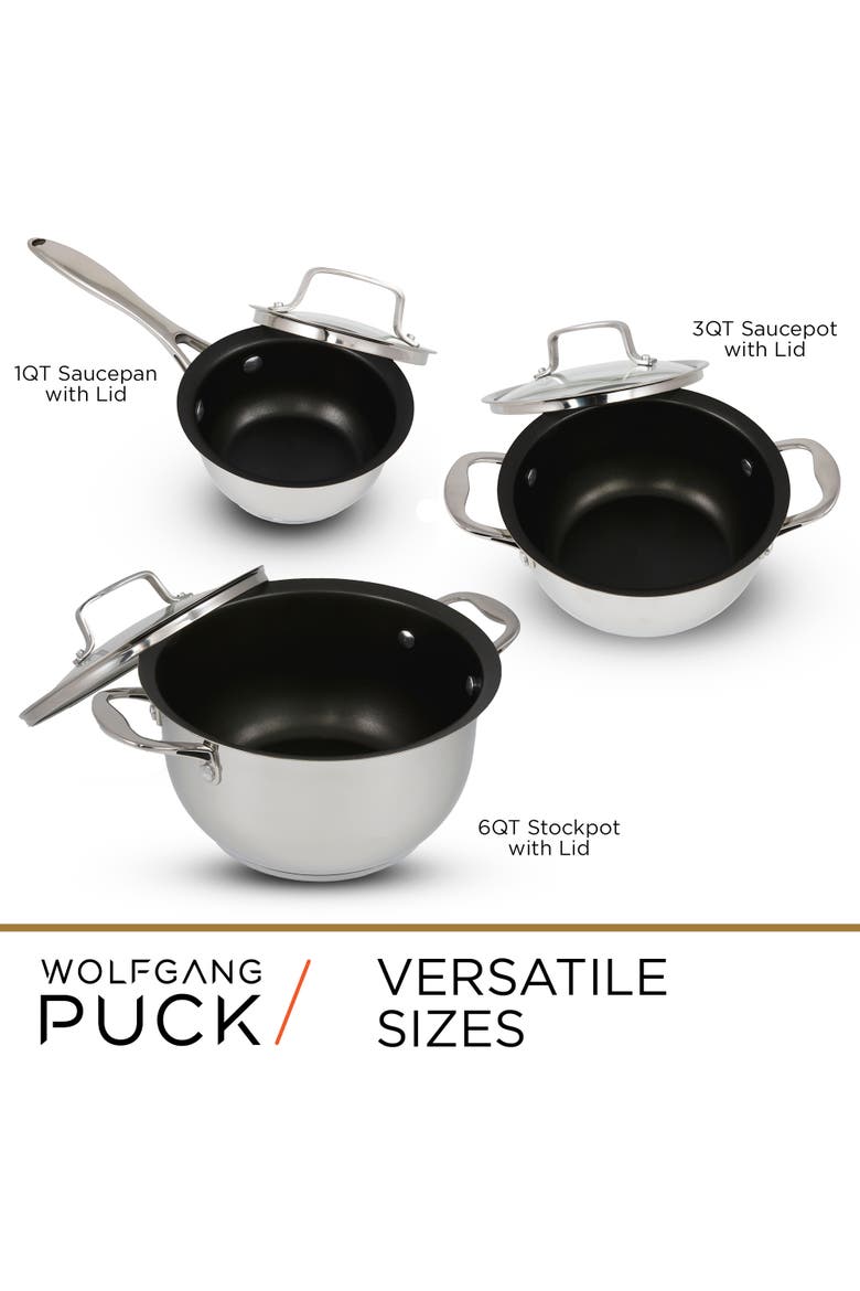 6 Piece Stainless Steel Pots and Pan Set, Alternate, color, Stainless Steel