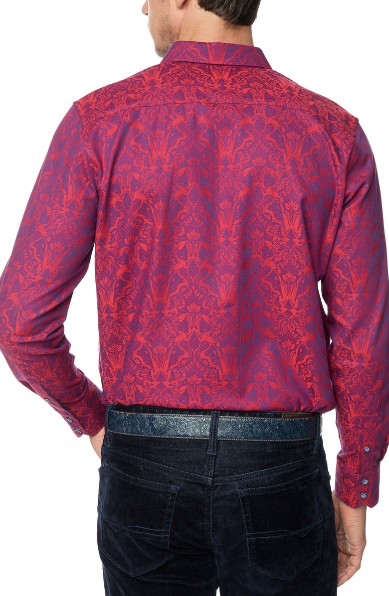 Robert Graham Highland Classic Fit Tapestry Print Cotton Button-Up Shirt, Alternate, color, Berry