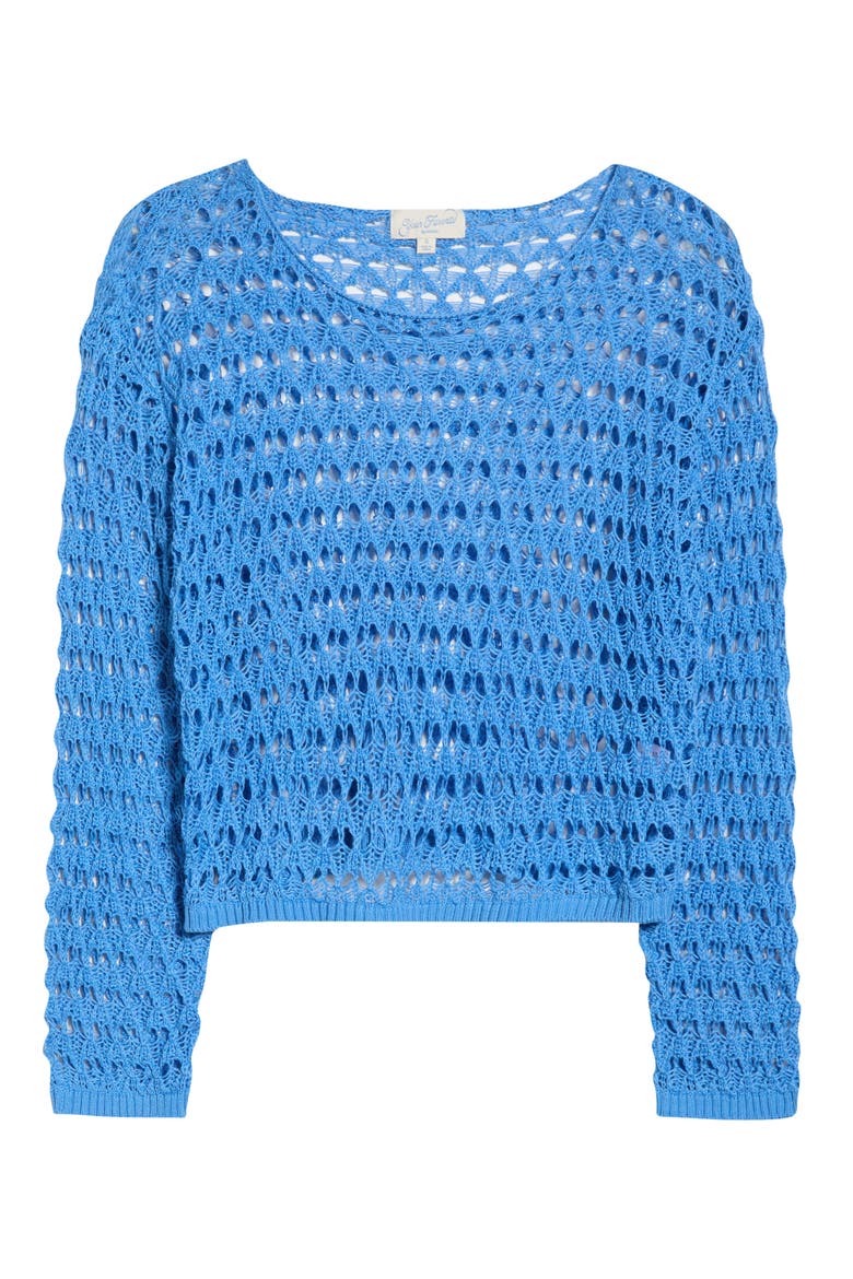 Willa Cotton Blend Open Stitch Sweater, Alternate, color, BLUE