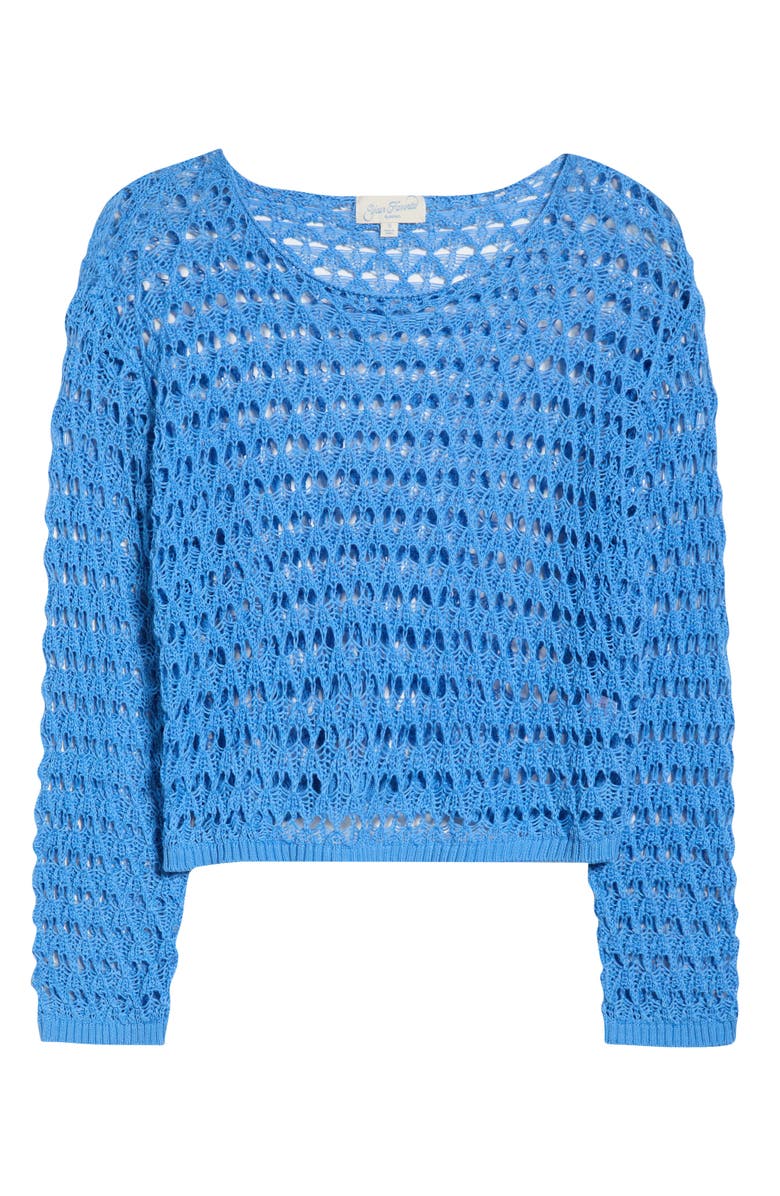 PacSun Willa Cotton Blend Open Stitch Sweater, Alternate, color, Blue