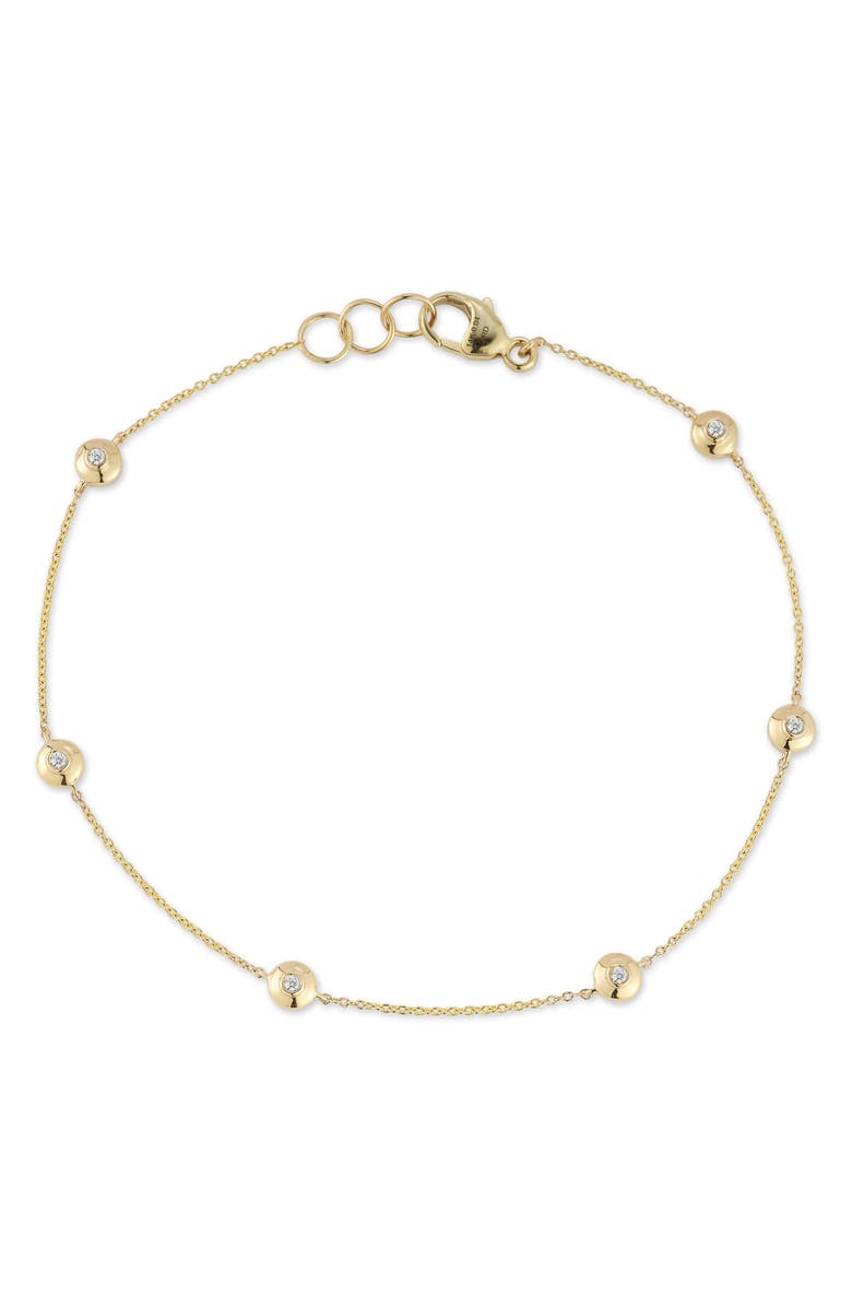 Dana Rebecca Designs Lulu Jack Diamond Bezel Station Bracelet, Main, color, Yellow Gold