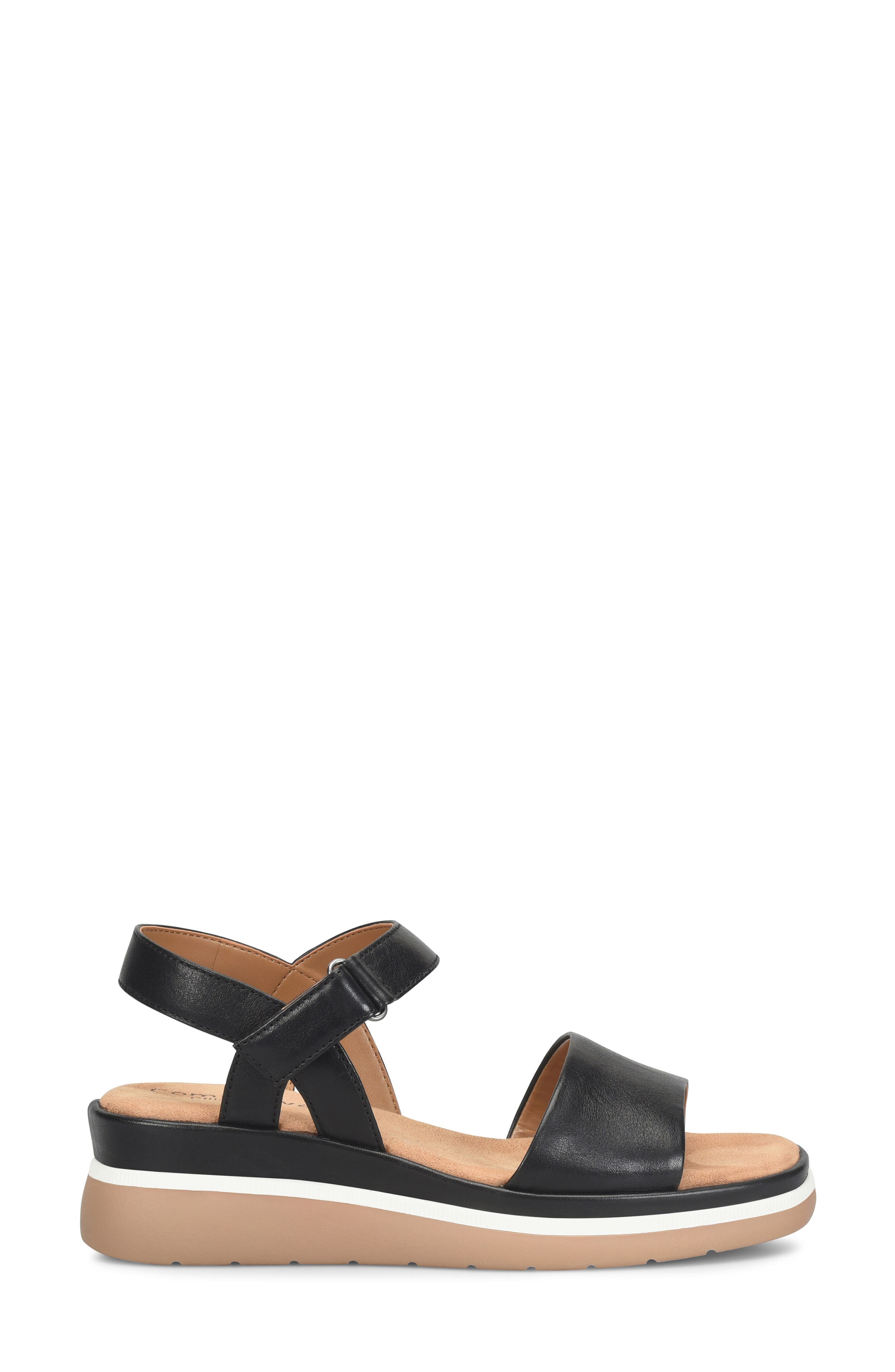 Comfortiva Ash Ankle Strap Platform Wedge Sandal, Alternate, color, Black