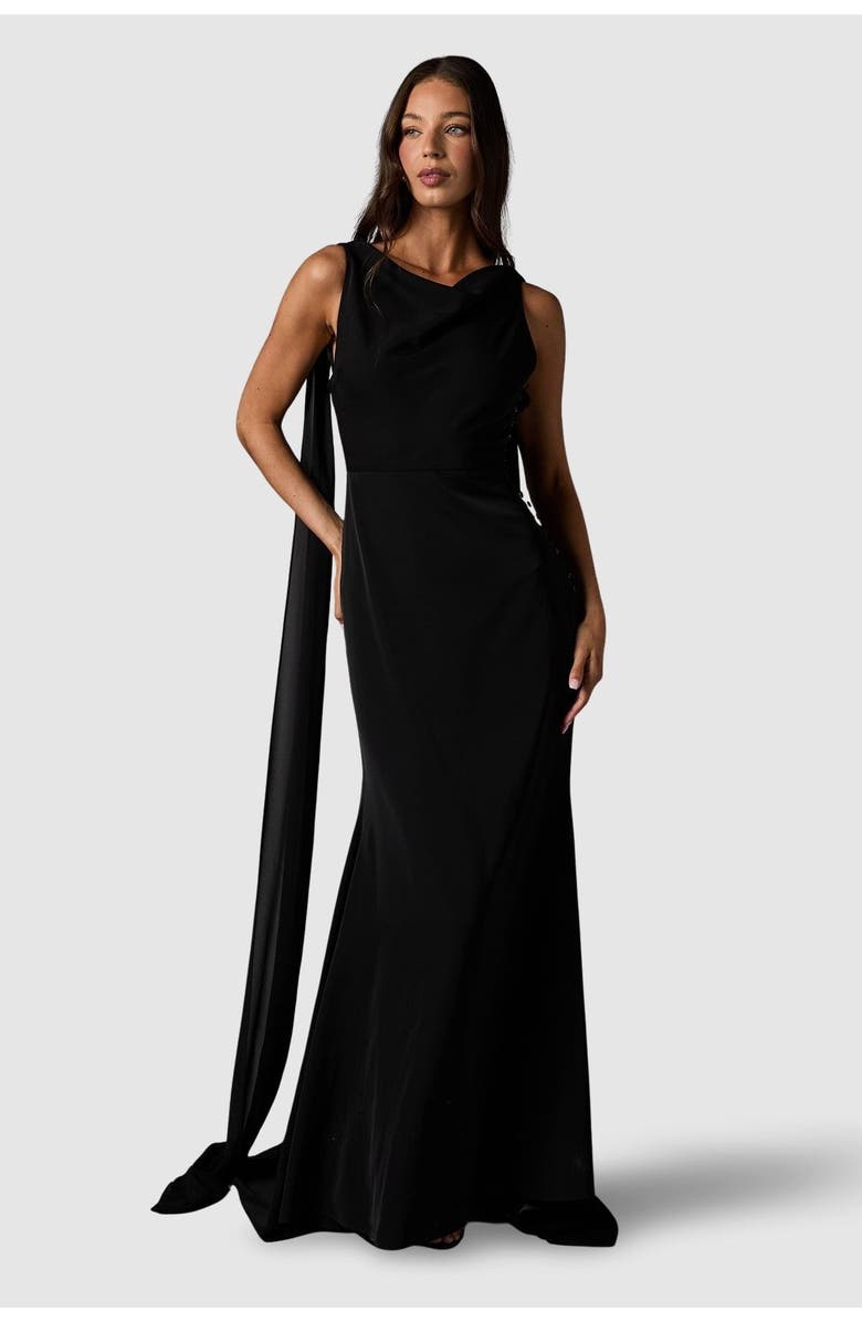 Coast Cowl Back Crepe Maxi Dress, Main, color, Black