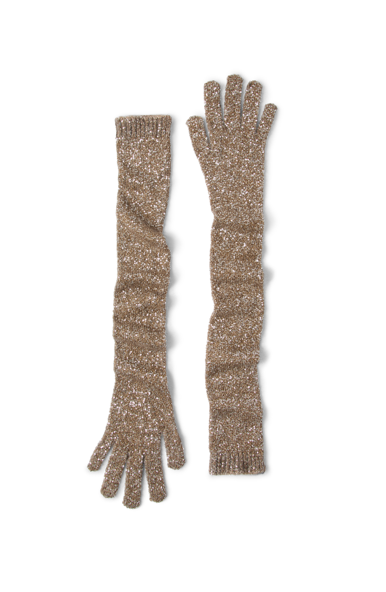 Brunello Cucinelli Dazzling knit gloves, Main, color, Beige