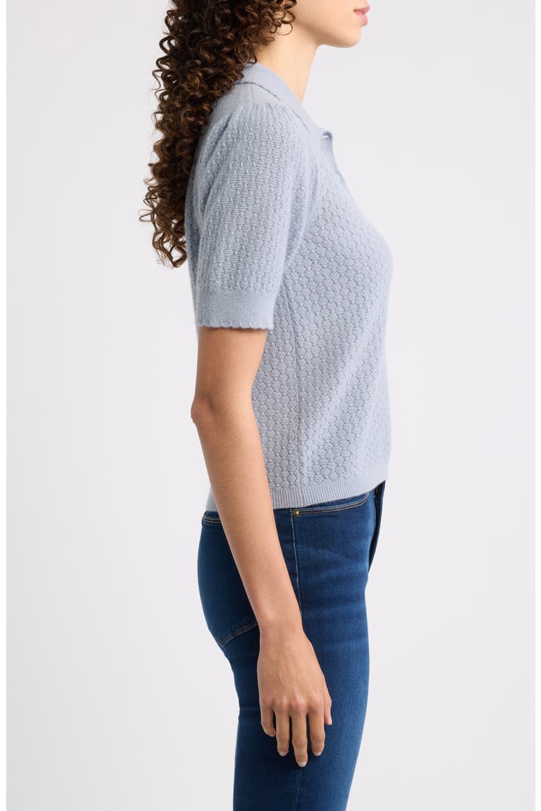 Honeycomb Polo Sweater, Alternate, color, GREY BLUE